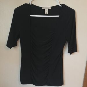White House Black Market Black Ruched Blouse